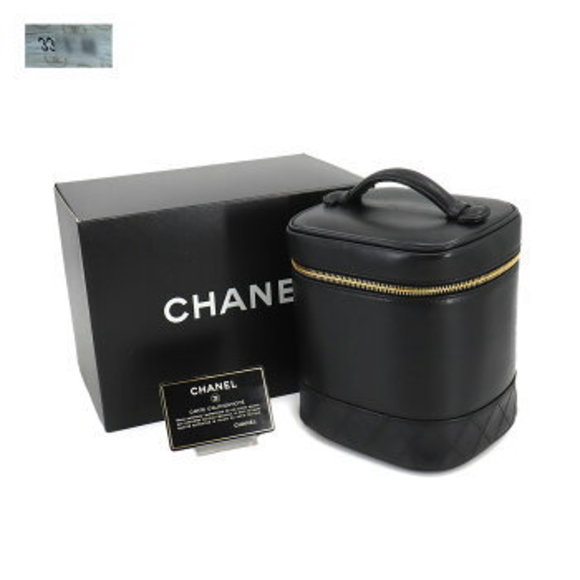 CHANEL Bicolore Vanity Handbag Leather Black - Picture 2 of 9
